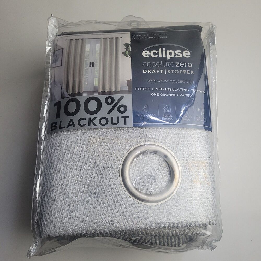 Eclipse Draft Stopper Energy Saving 100% Blackout Ambiance Chevron Gray 50x95